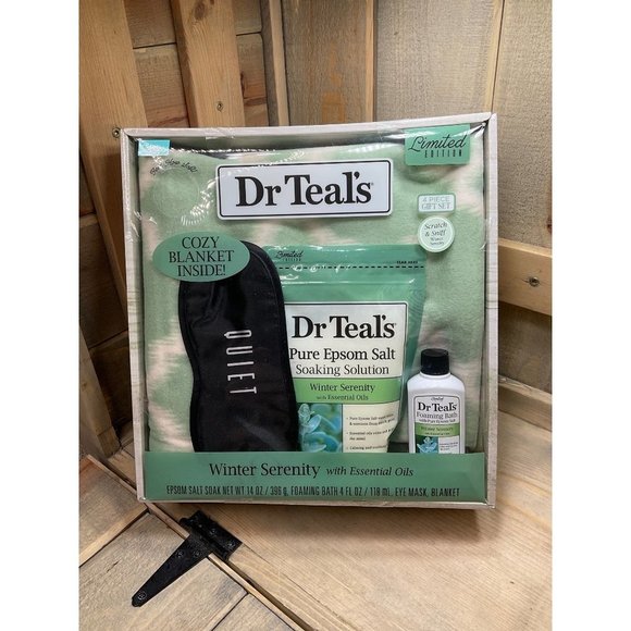 DR Teal's Winter Serenity Limited Edition 4-pc Bath Gift Set With Cozy Blanket &